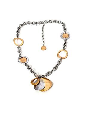 PREMIER DESIGNS Mixed Metals Gold & Silver Medallion URBAN GLAM Necklace | NWT